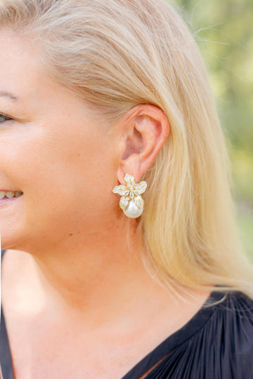 Beth - Rhinestone & Pearl Stud - 0