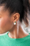 Carolyn - Emerald - Big Stone and Pearl Stud - Belle of the Ball-2