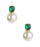 Carolyn - Emerald - Big Stone and Pearl Stud - Belle of the Ball-1