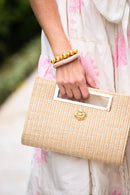 Chloe Clutch - Straw - Gold Charm-3
