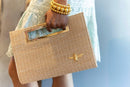 Chloe Clutch - Straw - Gold Charm-9