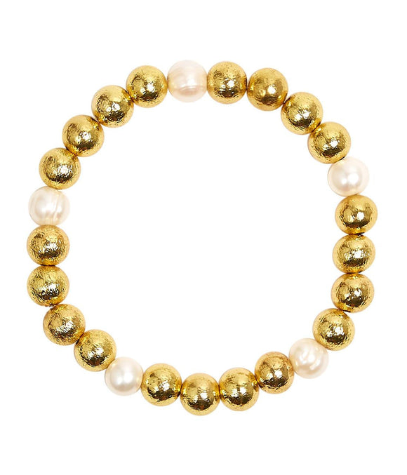 Georgia - Gold  & Freshwater Pearl Beaded Bracelet