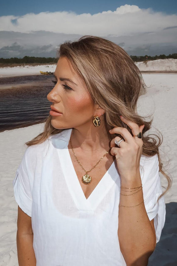 Gold Dune Charm Necklace - 18k Gold Plated - Jess Fay Collection