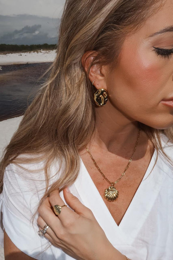 Gold Dune Charm Necklace - 18k Gold Plated - Jess Fay Collection