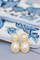 Jackie Pearl & Gold Roped Statement - Earrings - Belle of  the Ball-4