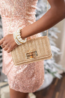 Lilly - Gold Woven Straw Clutch - Bamboo Toggle-5