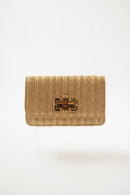 Lilly - Gold Woven Straw Clutch - Bamboo Toggle-4