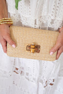 Lilly - Straw Clutch - Bamboo Toggle-1