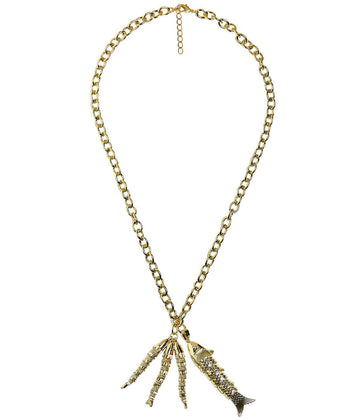 Lucky Double Fish Necklace- Momma and Baby Fish - 0
