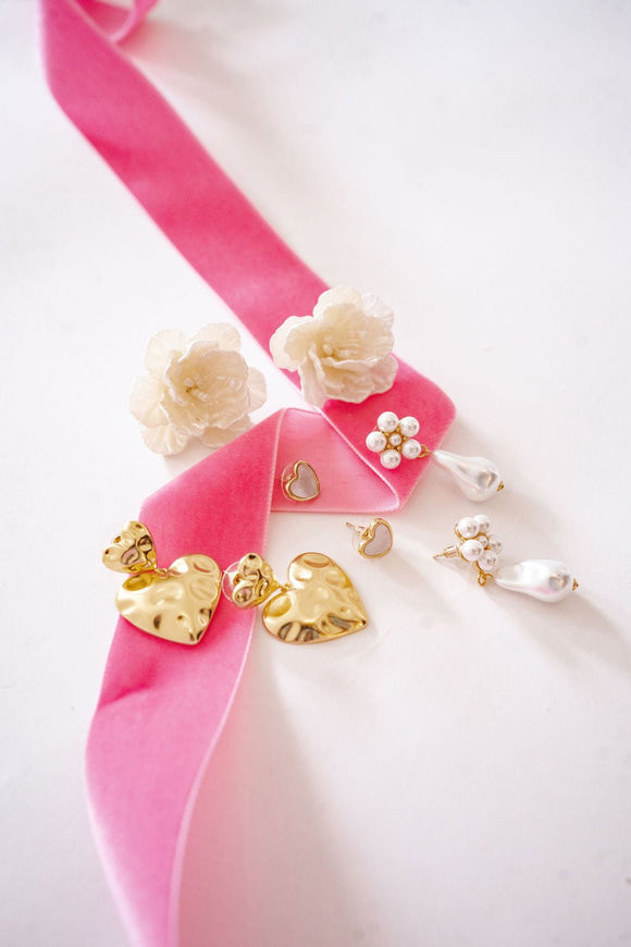 Martha - Heart Mother of pearl stud earring - 18k gold plated-Darby Clark Collection