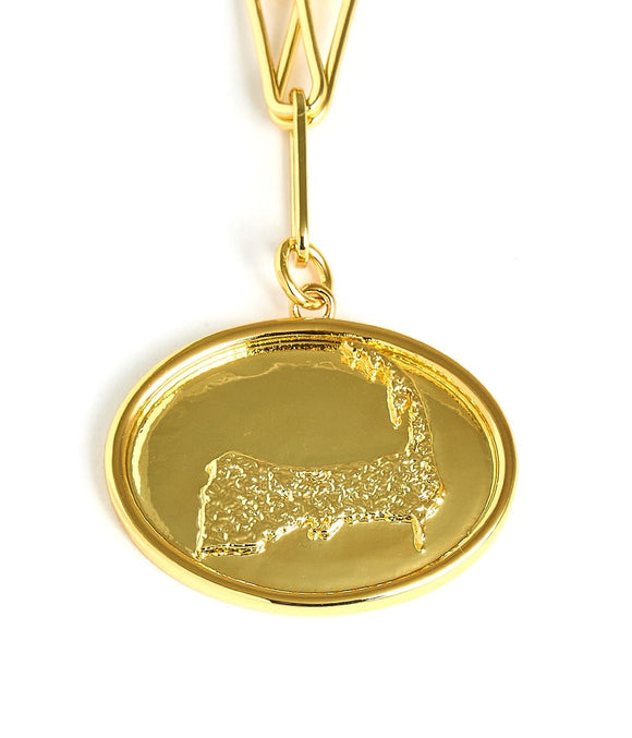 Map - Beach Tag Charm Necklace – 18k Gold Plated