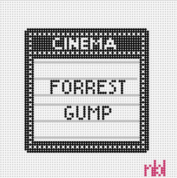 Movie Marquee 4 inch square - Needlepoint by Laura