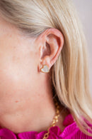 Martha - Heart Mother of pearl stud earring - 18k gold plated-Darby Clark Collection-5