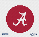 Alabama Crimson Tide A Logo Round Needlepoint Canvas 4 Inch Crimson Background 18 Mesh-1