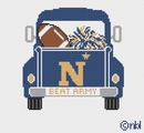Navy Vintage Truck Needlepoint Canvas, Just Under 5 x 5 in., 18 Mesh-1