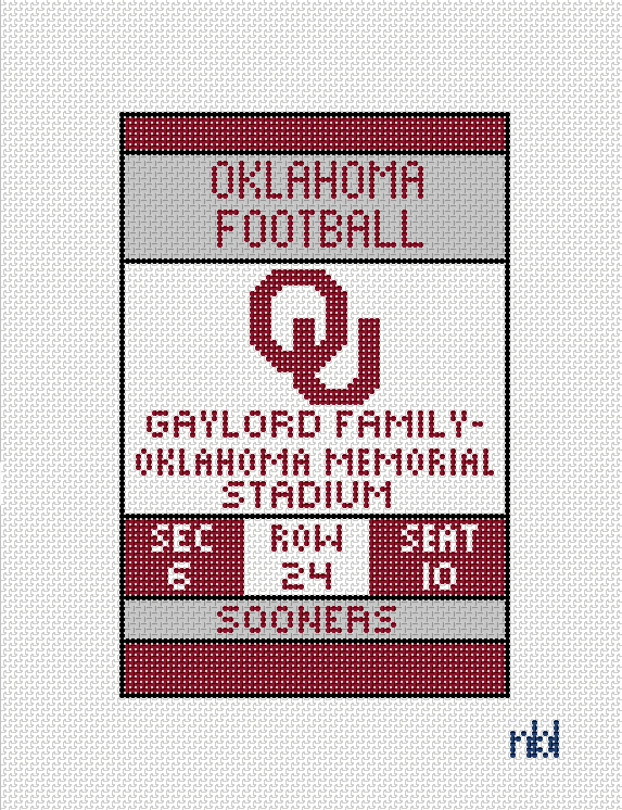 Oklahoma Football Ticket 4x6 on 18 mesh