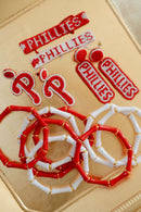 Phillies P - Fabric Backed Earrings-3