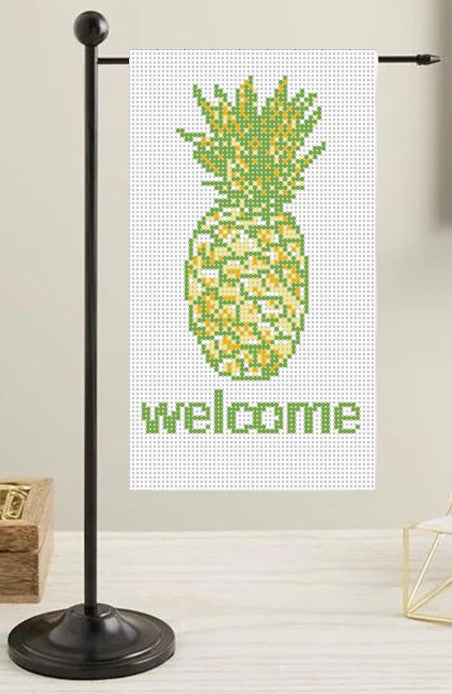 Pineapple Welcome Mini Flag Kit - Needlepoint by Laura
