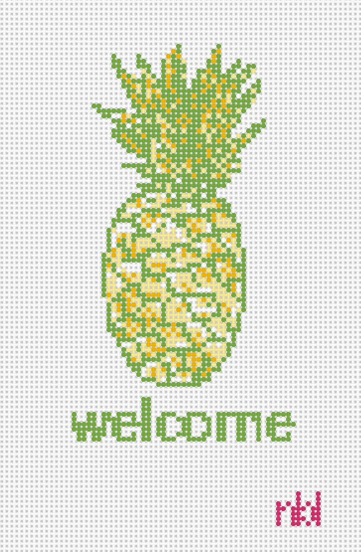 Pineapple Welcome Mini Flag Kit - Needlepoint by Laura
