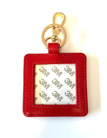 2 inch self finishing leather key fob- red