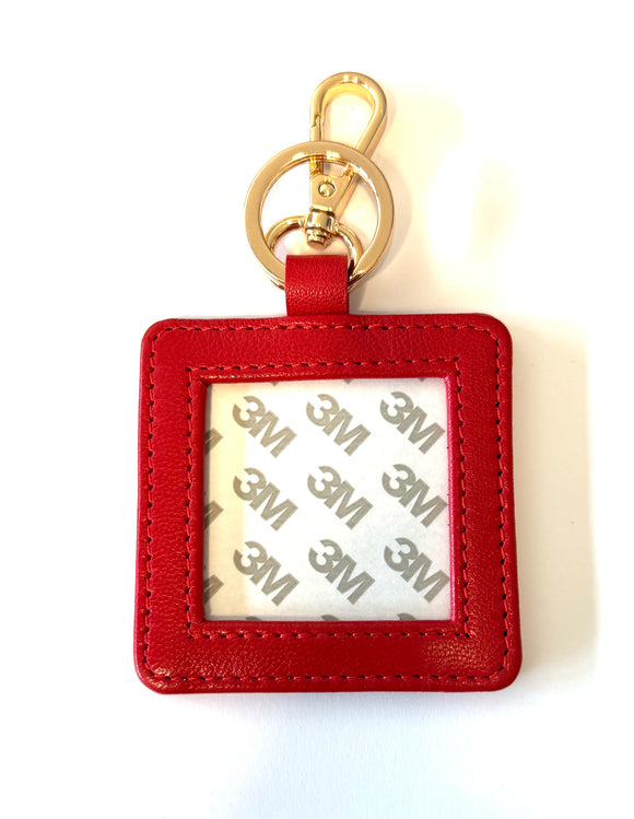 2 inch self finishing leather key fob- red