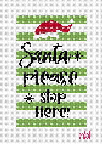 Santa Please Stop Here Flag Kit - Needlepoint by Laura
