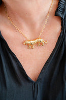 Tiger Body - 3D Gold Charm Necklace - 18k Gold Plated - Paperclip Chain-2