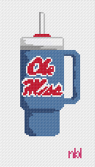 Ole Miss Tumbler - Needlepoint by Laura
