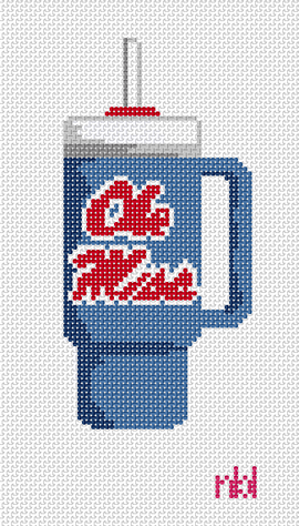 Ole Miss Tumbler - Needlepoint by Laura