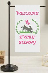 Welcome Every Bunny Mini Flag Kit - Needlepoint by Laura