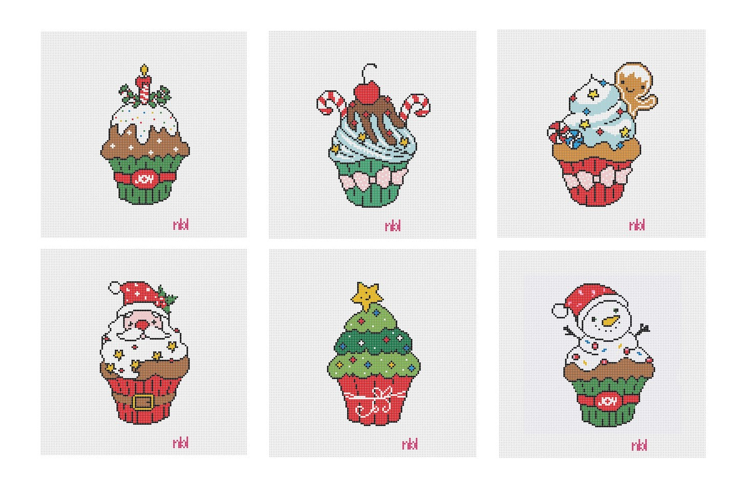 Christmas Cupcake Collection - Needlepoint by Laura