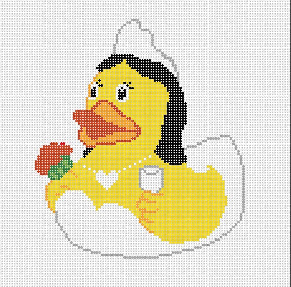 Bride Duck - Needlepoint by Laura