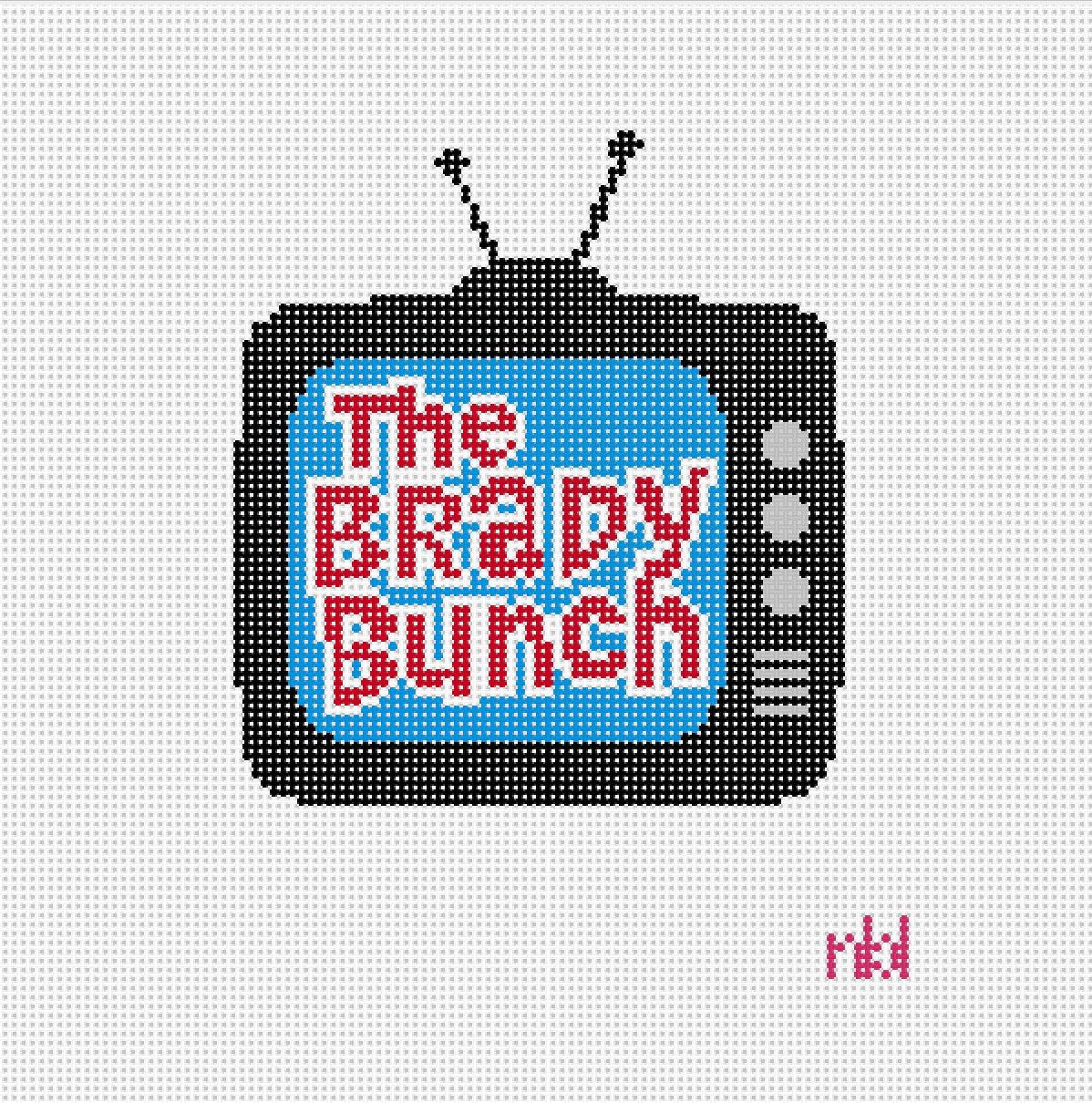 Retro TV Needlepoint Canvas Brady Bunch - Needlepoint by Laura