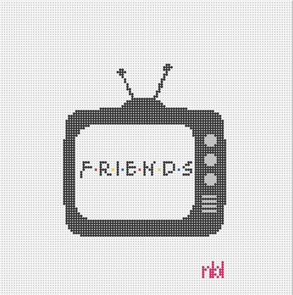 Retro TV Needlepoint Canvas Friends - Needlepoint by Laura