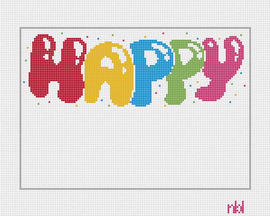 Happy Collection 5 by 7- no wreath - Needlepoint by Laura