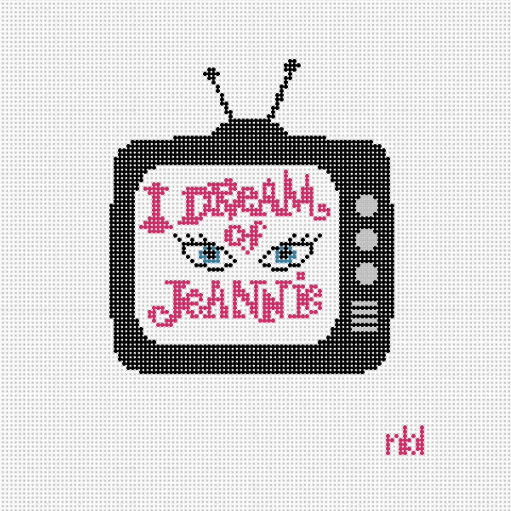 Retro TV Needlepoint Canvas I Dream of Jeannie - Needlepoint by Laura