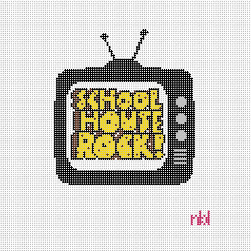 Retro TV Needlepoint Canvas School House Rock - Needlepoint by Laura