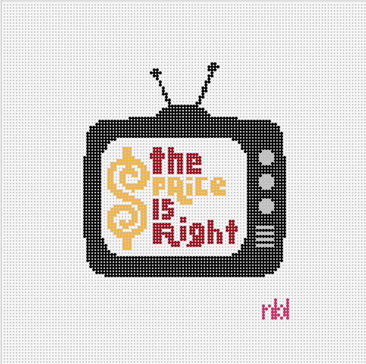 Retro TV Needlepoint Canvas The Price is Right - Needlepoint by Laura