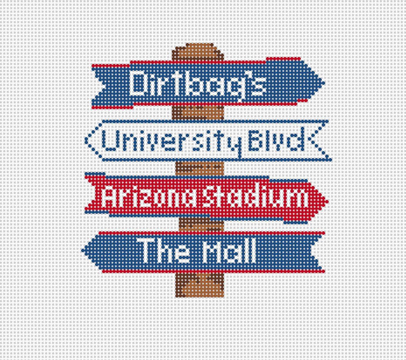 Arizona College Icon Destination Sign - Needlepoint by Laura