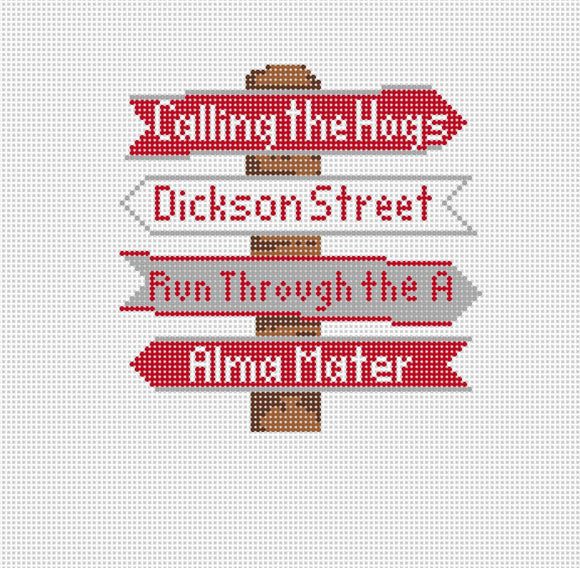 Arkansas College Icon Destination Sign - Needlepoint by Laura