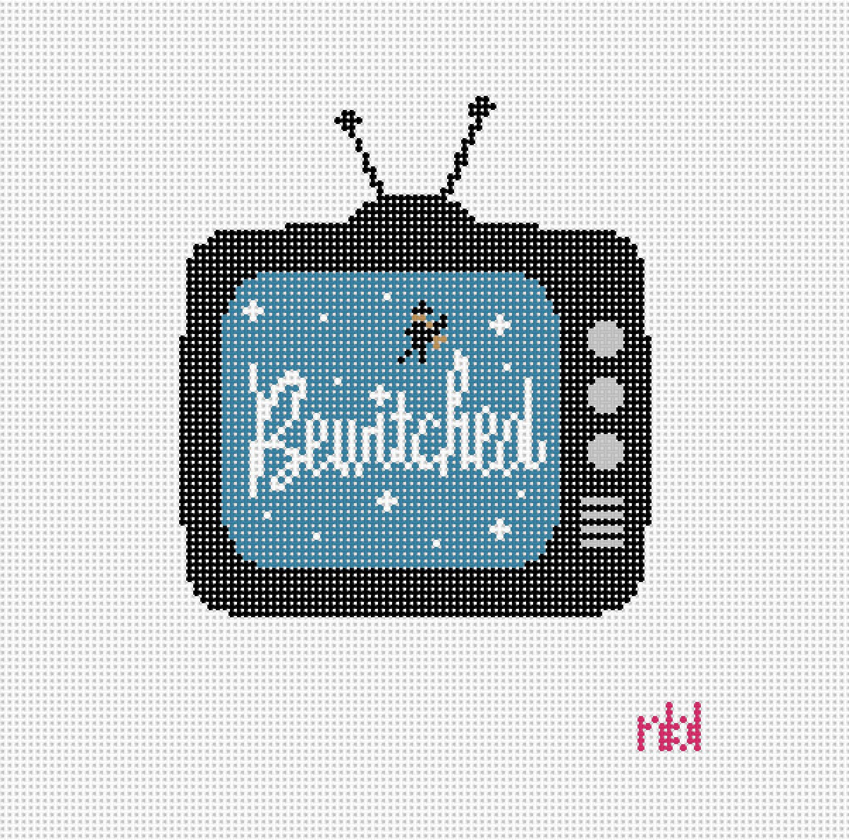 Retro TV Needlepoint Canvas Bewitched - Needlepoint by Laura
