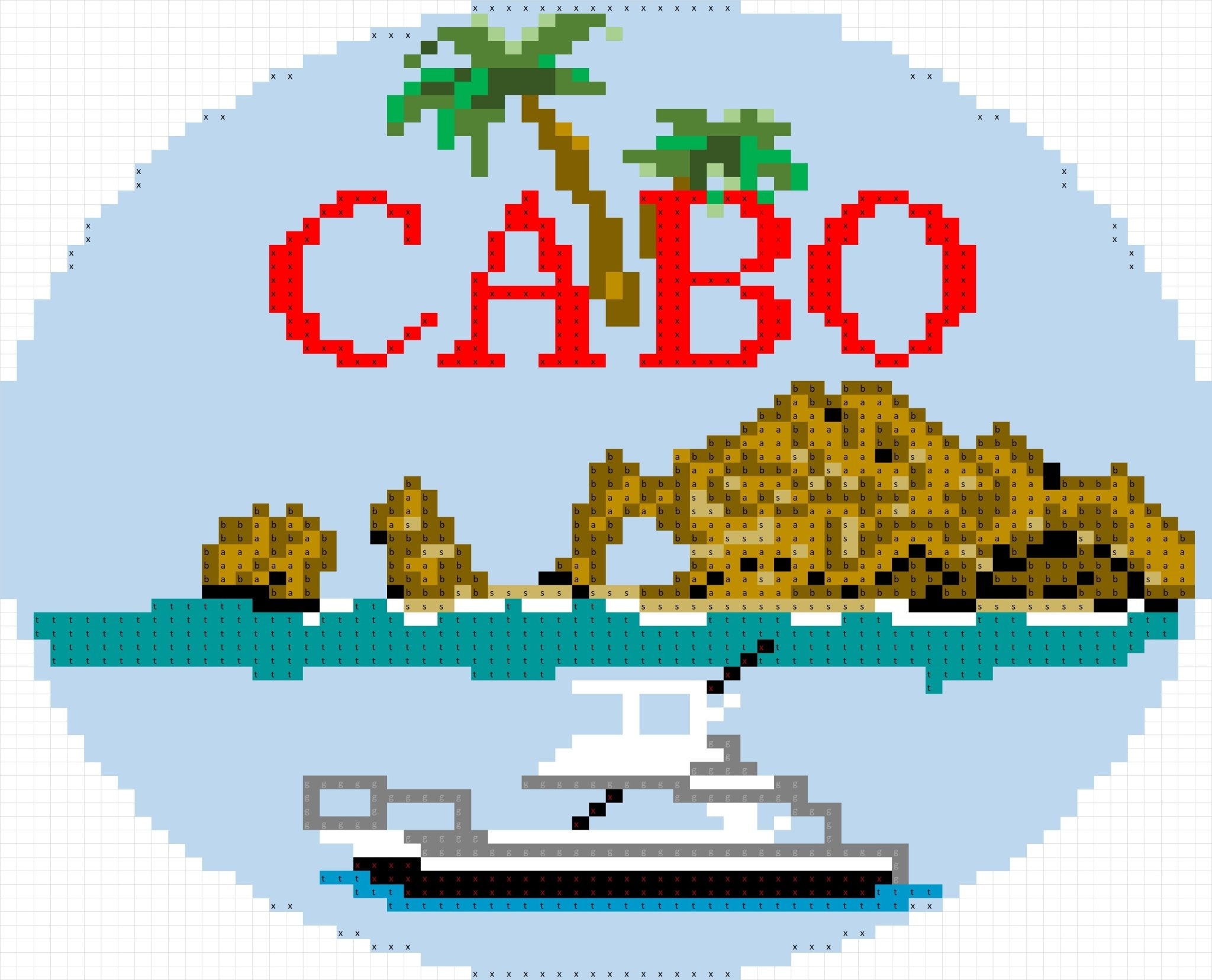 CABO Canvas with boat - Needlepoint by Laura