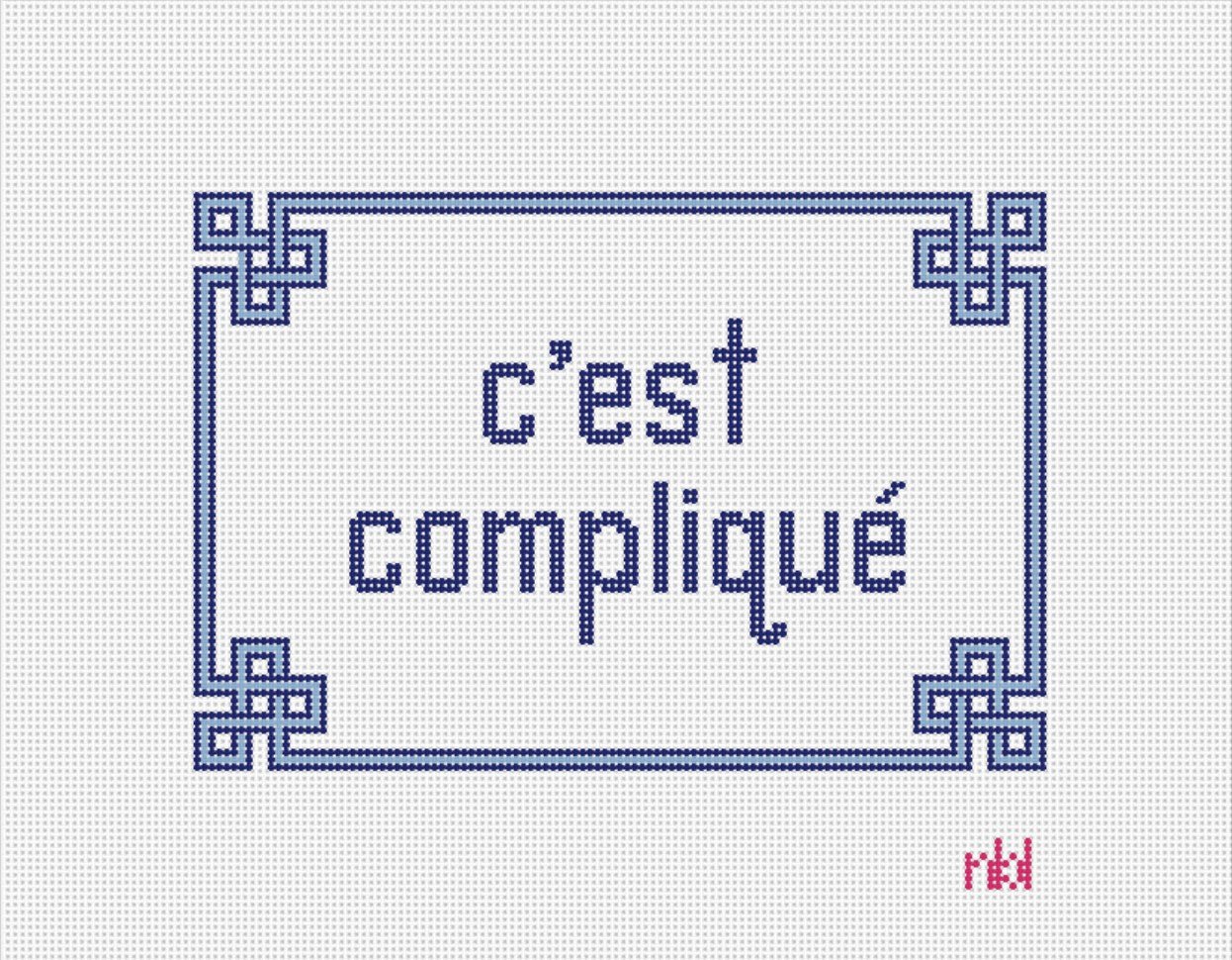 C'est Complique Needlepoint Canvas - Needlepoint by Laura