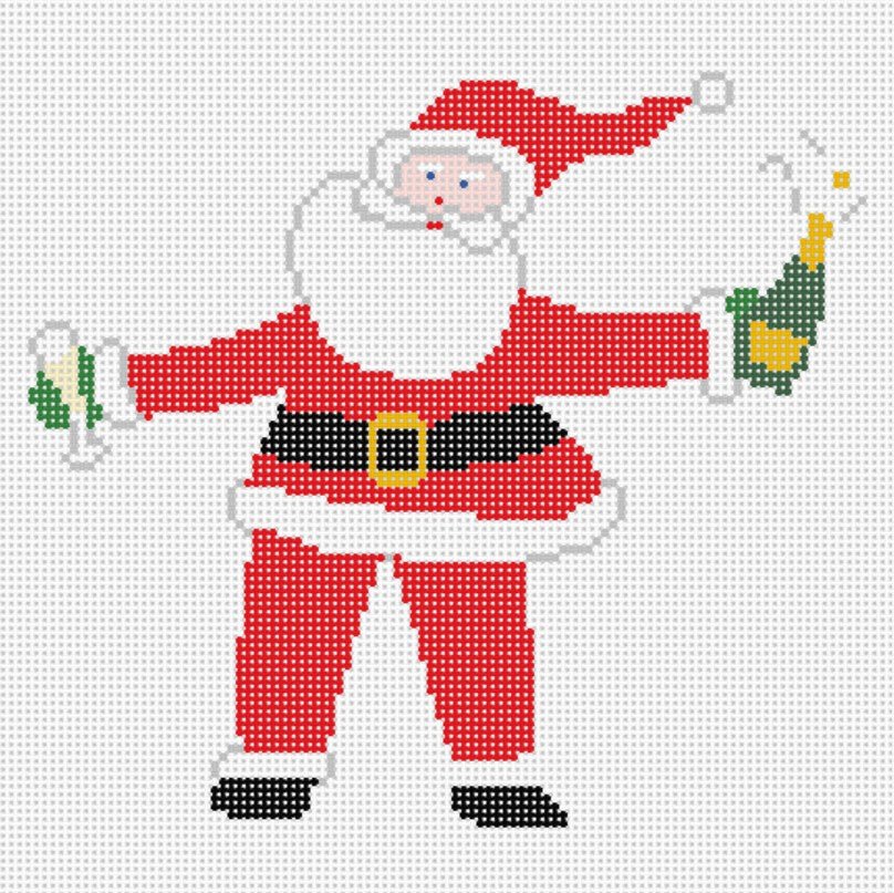 Champagne Santa - Needlepoint by Laura