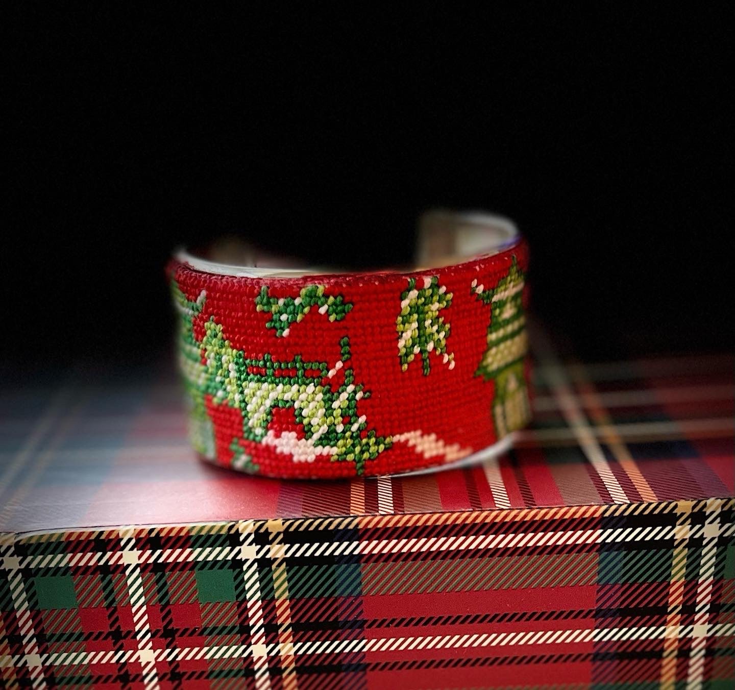 Christmas Chinoiserie Bracelet Cuff Kit - Needlepoint by Laura