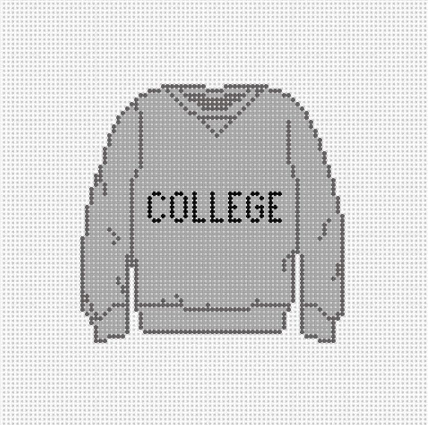 College Sweatshirt Needlepoint Canvas - Needlepoint by Laura