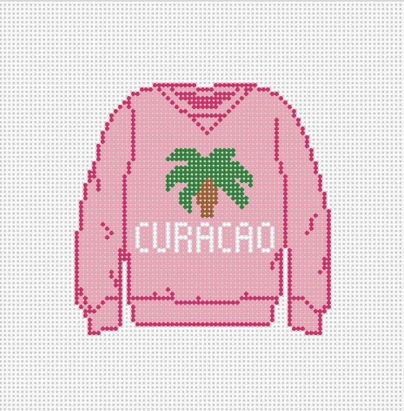 Curacao Sweatshirt Needlepoint Canvas - Needlepoint by Laura