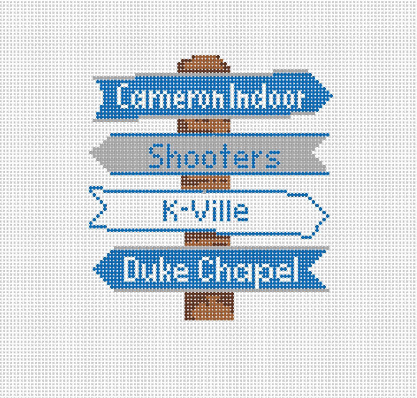 Duke College Icon Destination Sign - Needlepoint by Laura