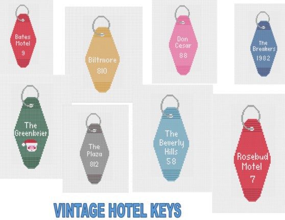 Vintage Hotel Key Canvas- Design your own - Needlepoint by Laura