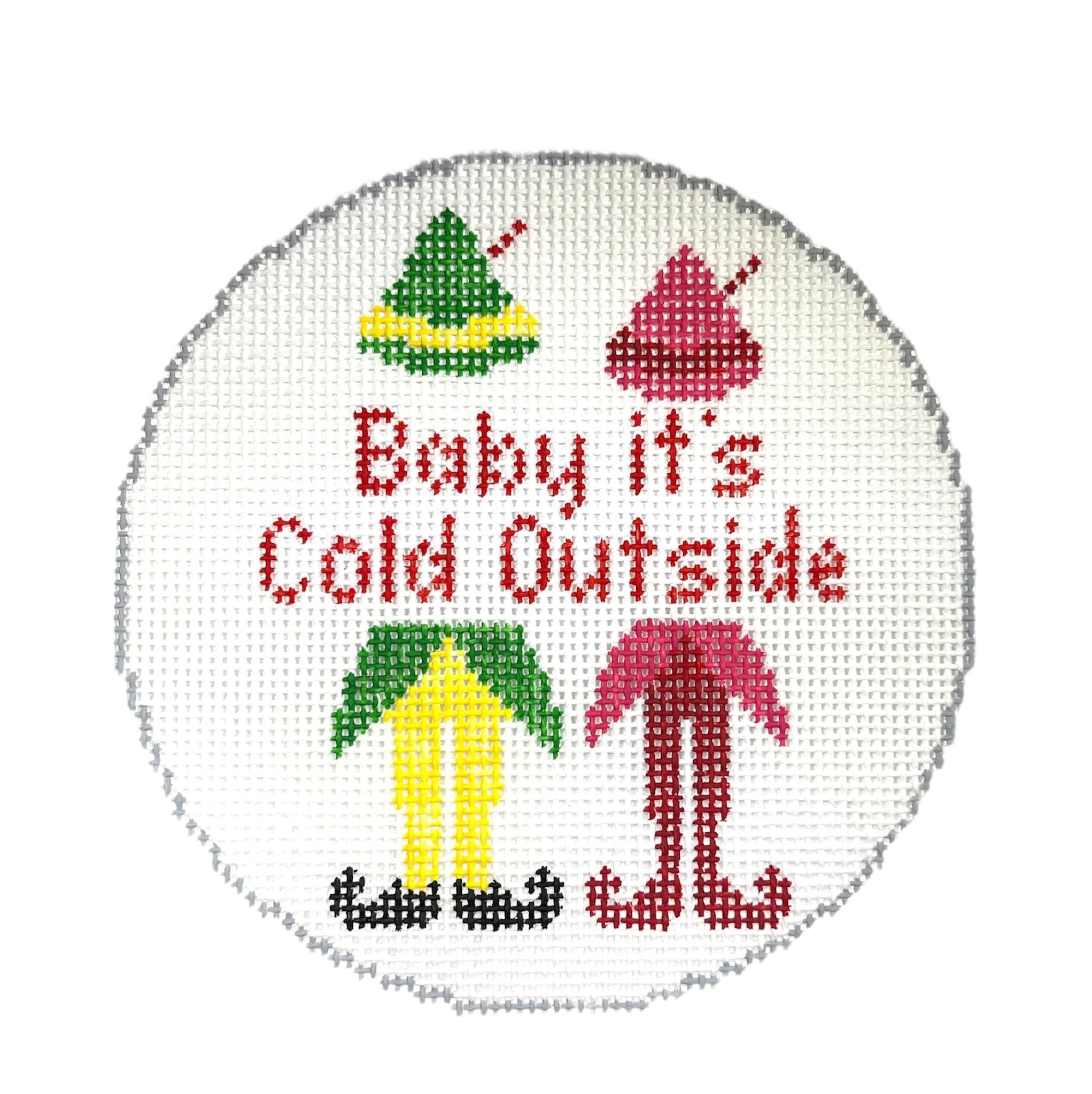 Elf Needlepoint Canvas Baby it's Cold Outside - Needlepoint by Laura
